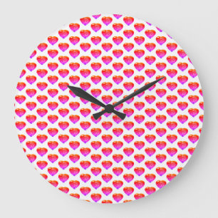 Red Pattern Large Clock