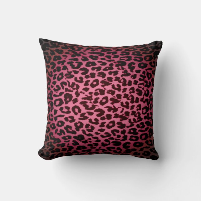 Red pattern leopard fur abstract cushion (Front)