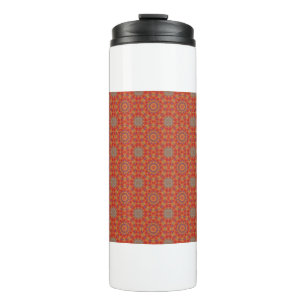 Red Pattern With Accents of Lilac and Gold Thermal Tumbler