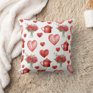 red pattern with hearts for valentine's day cushion
