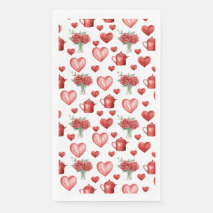 red pattern with hearts for valentine's day  napkin