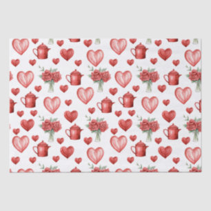 red pattern with hearts for valentine's day tissue paper
