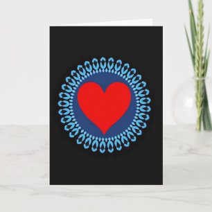 Red Patterned Heart Love Card
