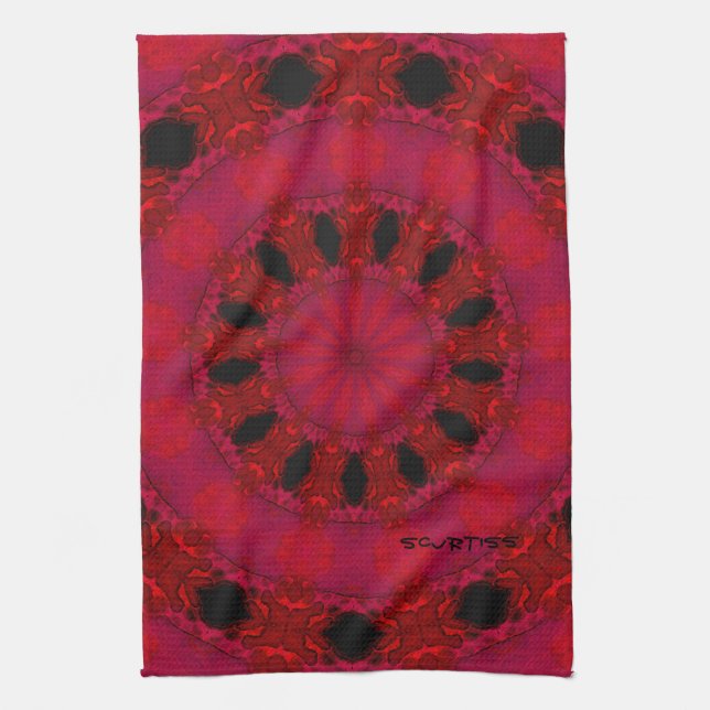 Red Patterned Kitchen Towel (Vertical)