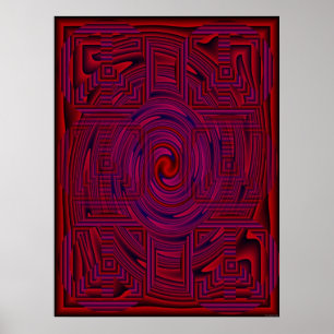 Red Patterned Psychedelic Poster