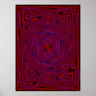 Red Patterned Psychedelic Poster
