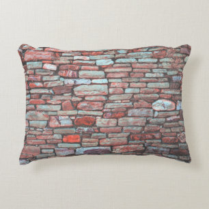 Red pavement bricked wall decorative cushion