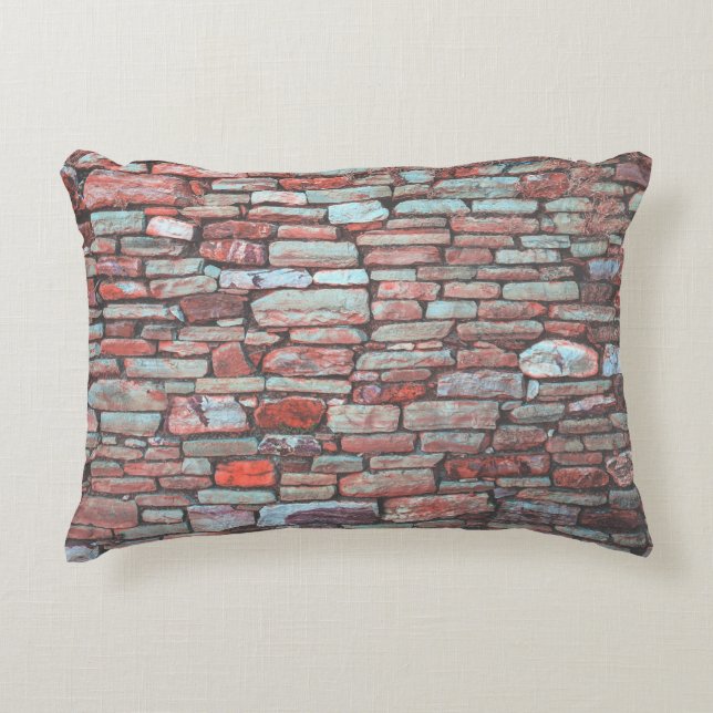 Red pavement bricked wall decorative cushion (Front)