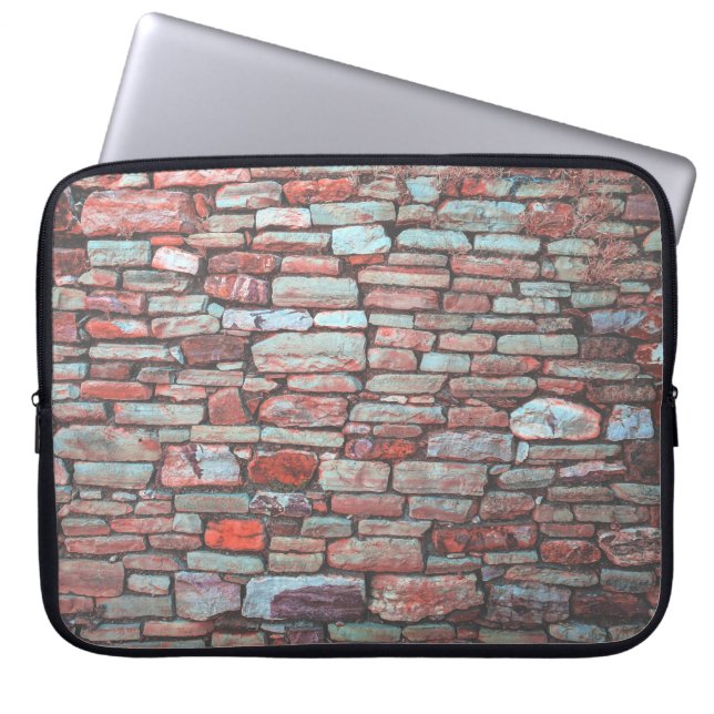 Red pavement bricked wall laptop sleeve (Front)