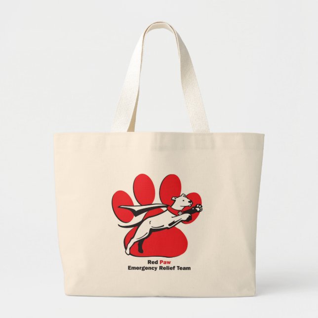 Red Paw essentials Large Tote Bag (Front)