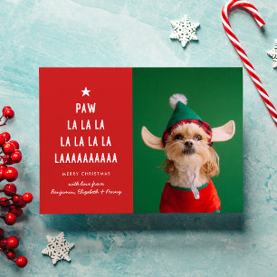 Red Paw La La Pet Christmas Holiday Card