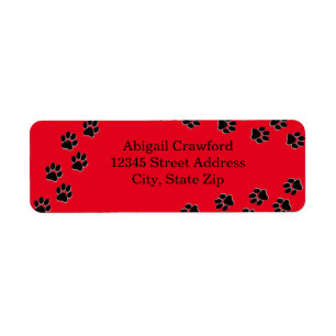 Red Paw Print - Address Label Return Address Label