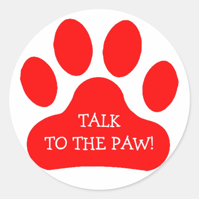 Red Paw Print Classic Round Sticker (Front)