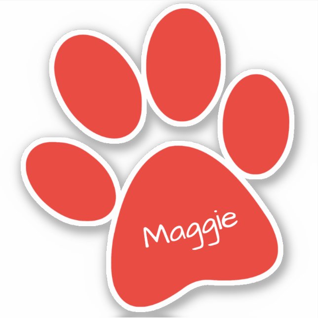 Red Paw Print Custom-Cut Vinyl Sticker (Front)
