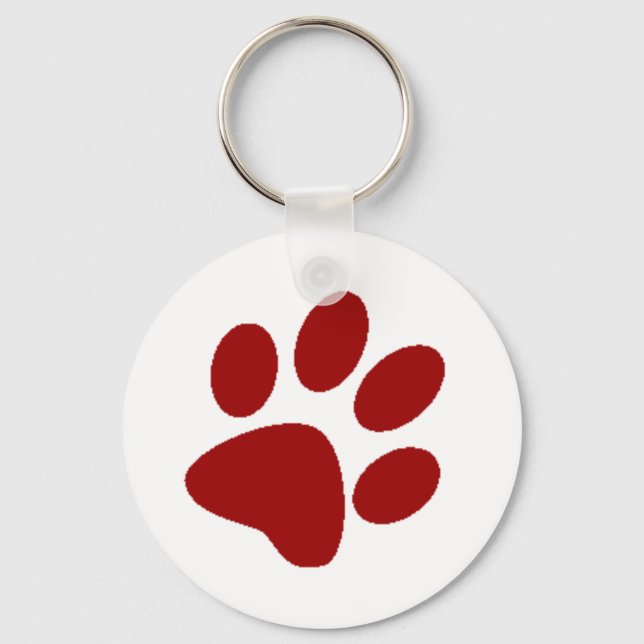 Red Paw Print Key Ring (Front)