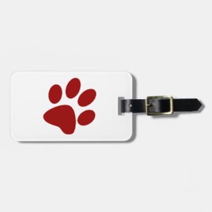 Red Paw Print Luggage Tag