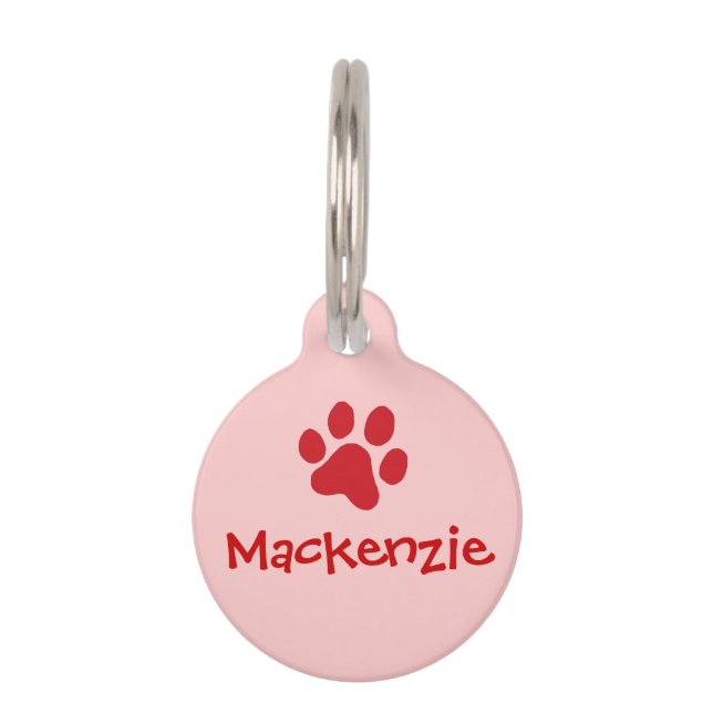 Red Paw Print Pet Tag (Front)