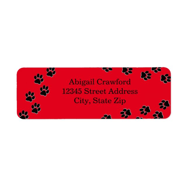 Red Paw Print - Return Address Label (Front)