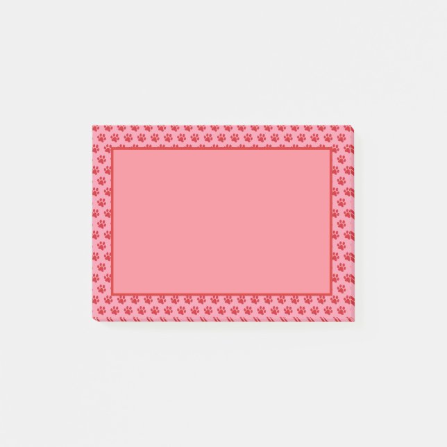 Red Paw Print with Pink Background Post-it Notes (Front)