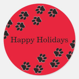 Red Paw Prints - Circle Sticker