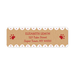 Red Paw Prints Small Address Labels