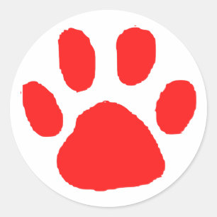 Red Pawprint (Paw Print) Design  Classic Round Sticker