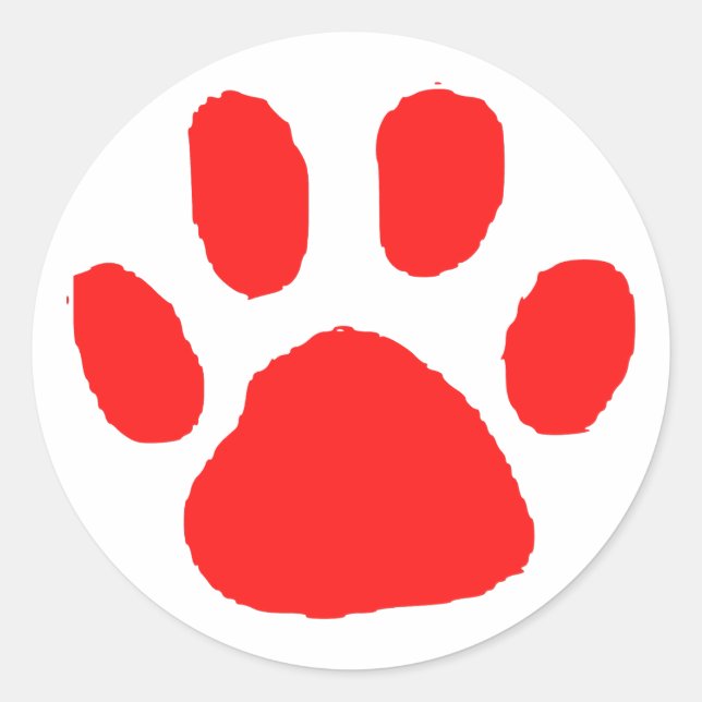 Red Pawprint (Paw Print) Design  Classic Round Sticker (Front)