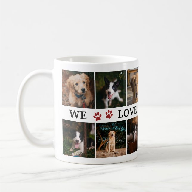 Red Paws We Love You Dad Photo Collage Coffee Mug (Left)