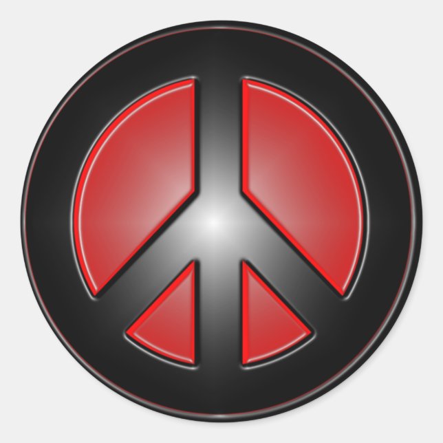 red peace sign classic round sticker (Front)
