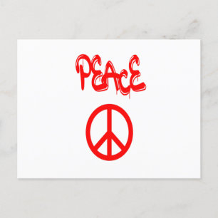 Red Peace Sign with Peace Spelled Out in Graffiti Postcard