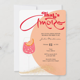 Red & Peach Fuzz That's Amore Bridal Shower Party Invitation