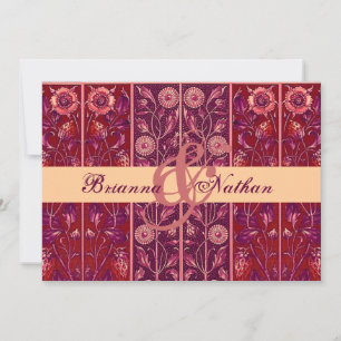 Red Peach Purple Damask Wedding Invitation