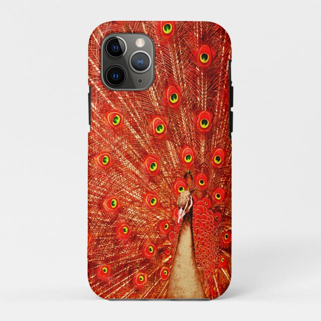 Red Peacock Displaying His Red Feathers,   Case-Mate iPhone Case (Back)