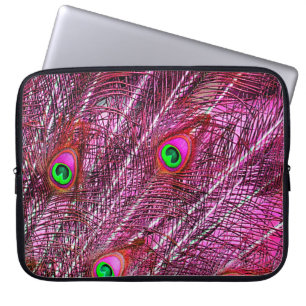 Red peacock feathers colour plumage laptop sleeve
