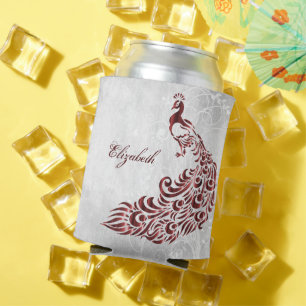 Red Peacock Personalised Can Cooler