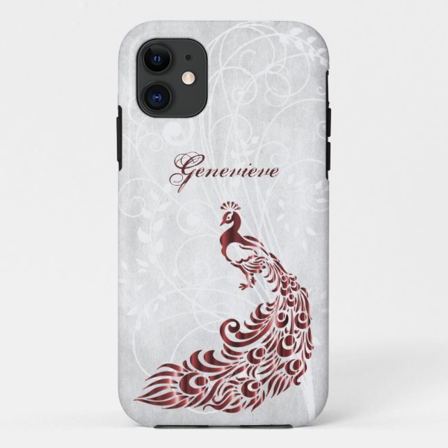 Red Peacock Personalised Case-Mate iPhone Case (Back)