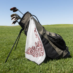 Red Peacock Personalised Golf Towel
