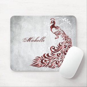 Red Peacock Personalised Mouse Pad