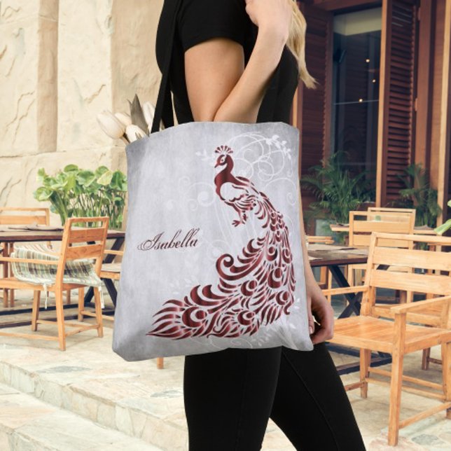 Red Peacock Personalised Tote Bag (Red Peacock Personalized Tote Bag)