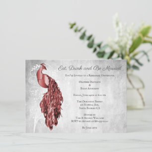 Red Peacock Rehearsal Dinner Invitation