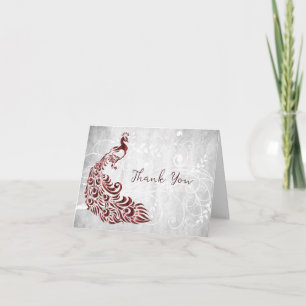 Red Peacock Thank You Card