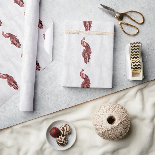 Red Peacock Wedding Wrapping Paper (Crafts)