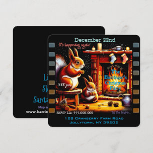 Red Peanut Squirrel Family Christmas Party Invitation
