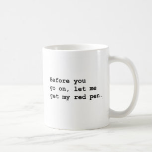 red pen mug