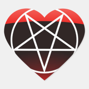 Red Pentacle Heart Sticker