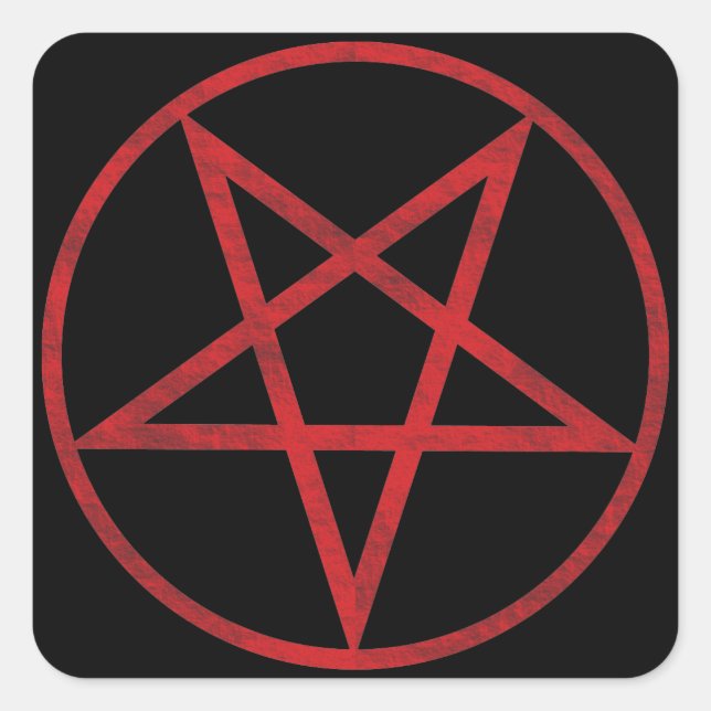 Red Pentagram Square Sticker (Front)