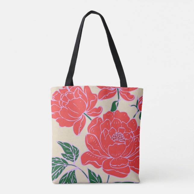 Red Peonies #1 Tote Bag (Back)