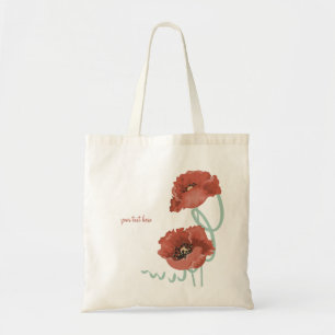 Red Peonies Personalised Canvas Bag
