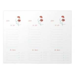 Red Peonies To-Do List Notepad