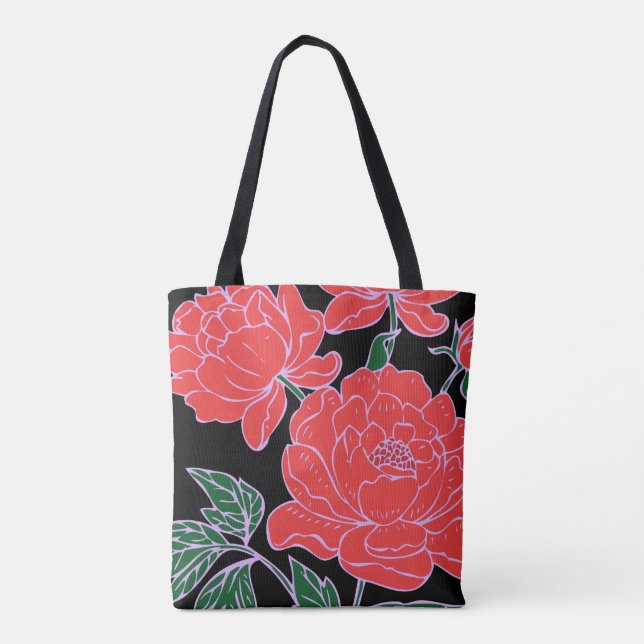 Red Peonies Tote Bag (Back)